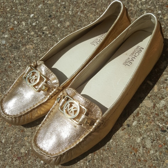 michael kors gold moccasins